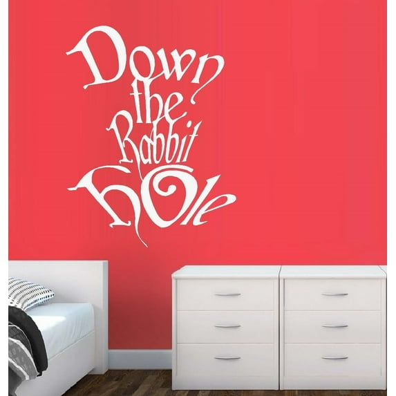 DOWN The Rabbit Hole: Wall or Window Decal ~ Children 20" x 26" (White)