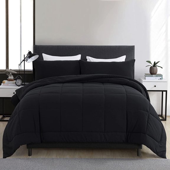 DOWNCOOL Comforter Set -All Season Bedding Comforters Sets with 2 Pillow Cases-3 Pieces Bedding Sets -Down Alternative Red/Black Size Comforter Sets(88"x90")