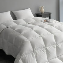 DOWNFORT Luxury High Fill Power Feather Down Comforter Queen Size, Fluffy Duvet Insert, Ultra Soft 100% Cotton Cover, All Season Luxurious Hotel Comforter, 90"x90"