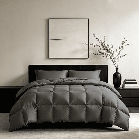 DOWNFORT Down Feather Comforter Queen Size - 750 High Fill Power Heavyweight Winter Duvet Insert, Luxurious Hotel Medium Warmth Bedding Comforter (90 X 90")