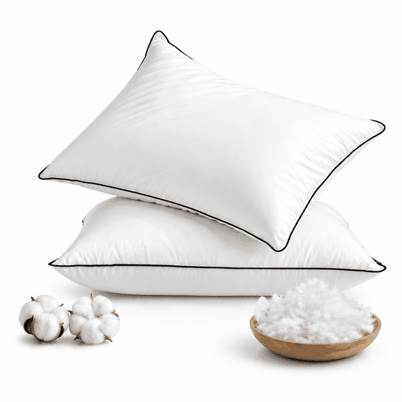 DOWNFORT Down Pillow, 100% Cotton Cover Bed Pillows Standard Size, Hotel Collection, Medium Support for All Sleeping Positions