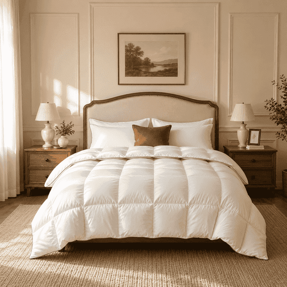 DOWNFORT Goose Down Feather Fiber Comforter Oversized King Size, Silk Cotton Shell Fluffy Down Duvet Insert,Breathable Hotel Bedding Comforter for All Season, 650 Fill Power with Corner Tabs, White