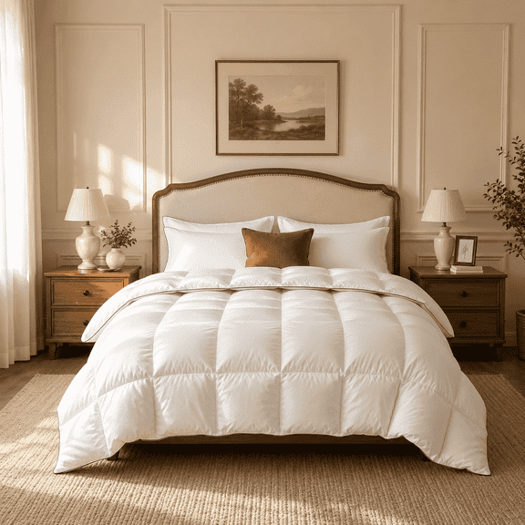 DOWNFORT Down Fiber Comforters Queen Size, Fluffy Down Duvet Insert,Breathable Hotel Bedding Comforter for All Season with Noiseless Shell, 650 Fill Power with Corner Tabs, White