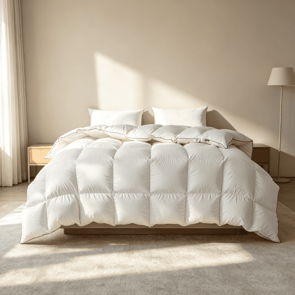DOWNFORT Feather Down Fiber Comforter King Size - Extra Fluffy White Duvet Insert, Ultra-Soft, Breathable, All Season Hotel Luxury Bedding Comforter, 8 Corner & Center Loops (106 X 90")