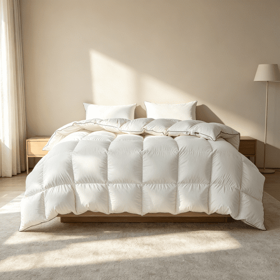 DOWNFORT Down Feather Comforter King Size - 750 High Fill Power Lightweight All Season Duvet Insert, Luxurious Hotel Medium Warmth Bedding Comforter (106 X 90")