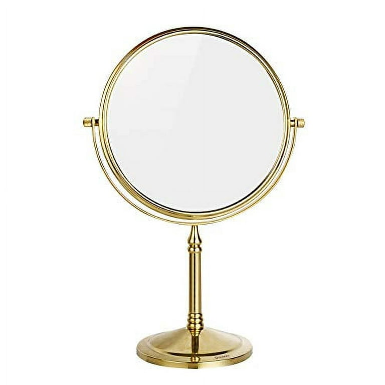 ZWeiD Retro Spin Makeup Mirror, Light 360 ° Table Mirror Oval Girl Bathroom  Mirror Folding Mirror with Stand Gold, Purple, Silver Makeup Mirrors