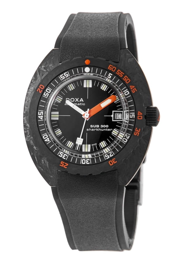 Sub 300 Carbon Sharkhunter Automatic Black Dial Rubber Strap Men's Watch 822.70.101.20