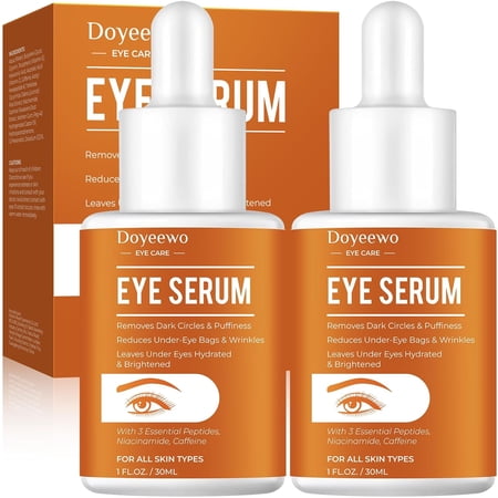 DOYEEWO Caffeine Under Eye Treatment for Puffiness & Wrinkles – Pack of 2 Eye Serums