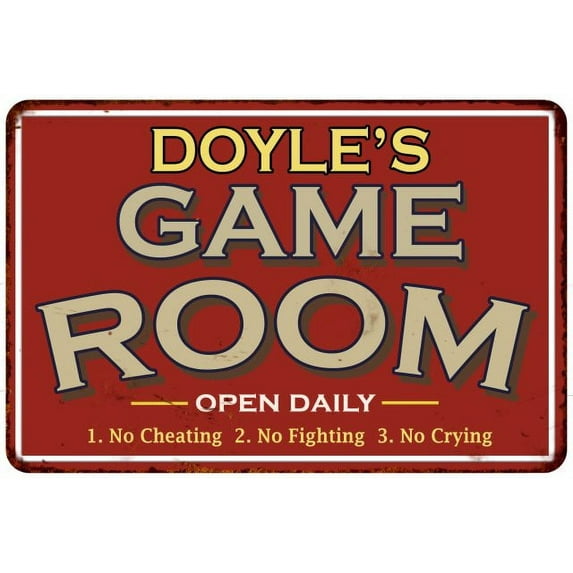 DOYLE'S Game Room Sign Vintage Look 8 x 12 High Gloss Metal 208120001114