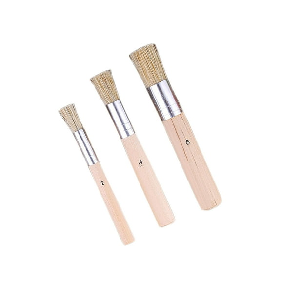DOYOUNG Wooden Stencil Brush Set 3Pcs Natural Bristle Template Paint Brushes