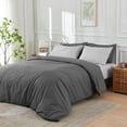 thumbnail image 1 of DOZ Long Staple Cotton Duvet Cover Set, Crisp Percale Weave, Breathable, Matte Finish, Durable, Hotel Comfort, 8 Loops, 1 of 11
