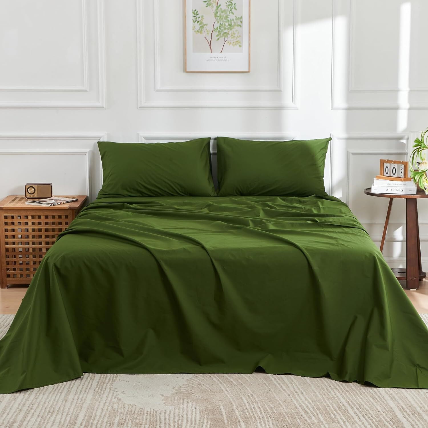 Forest Green Organic Cotton Percale Queen Sheet Set