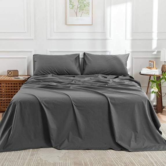 DOZ Long Staple Cotton Sheet Set, Crisp Percale Weave, Breathable, Matte Finish, Durable, Hotel Comfort