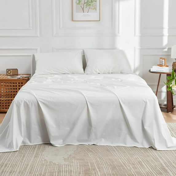 DOZ Long Staple Cotton Sheet Set, Crisp Percale Weave, Breathable, Matte Finish, Durable, Hotel Comfort