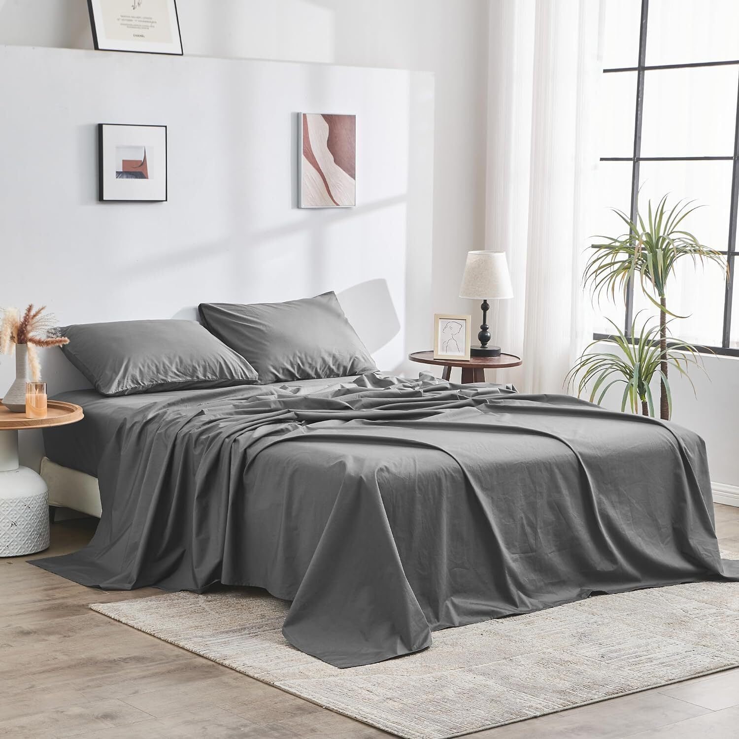 Storm Gray Organic Cotton Percale Queen Sheet Set
