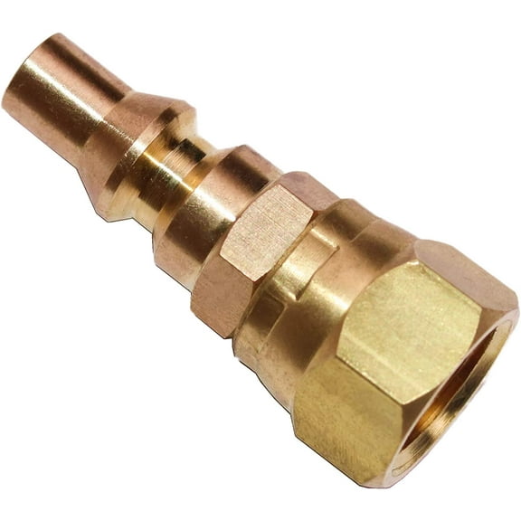 DOZYANT 1/4'' RV Propane Quick Connect Fittings for Connecting Low Pressure Gas Appliance Heater Grill Fire Pit and RV Quick Connect, 1/4" quick key connect plug x 3/8" Female Flare