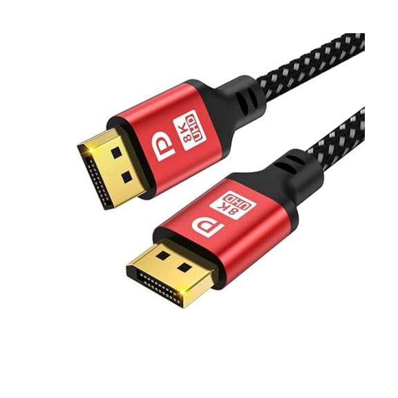DP 2.1 Cable, 15ft DisplayPort Cable, 16K,10K,8K@60Hz,4K@144Hz,2K@240Hz HBR3 Support, HDR 4:4:4 / HDR 10 and HDCP 2.2 for Laptop, TV Gaming Monitor (Red)