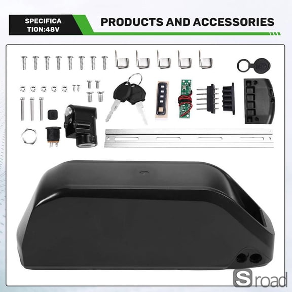 DP-9 E-Bike Battery Case, DIY Downtube Battery Enclosure For 91PCS 18650 Cells, Electric Bicycle Battery Box With Mounting Brackets For Custom Builds,Black