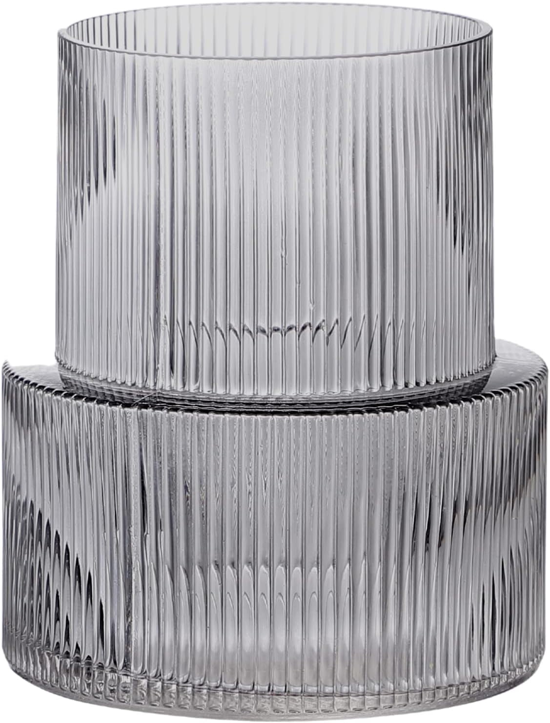 Black Glass Vase, Ribbed Vase, Fluted Glass Vase, Flower Vase 7.5 ...