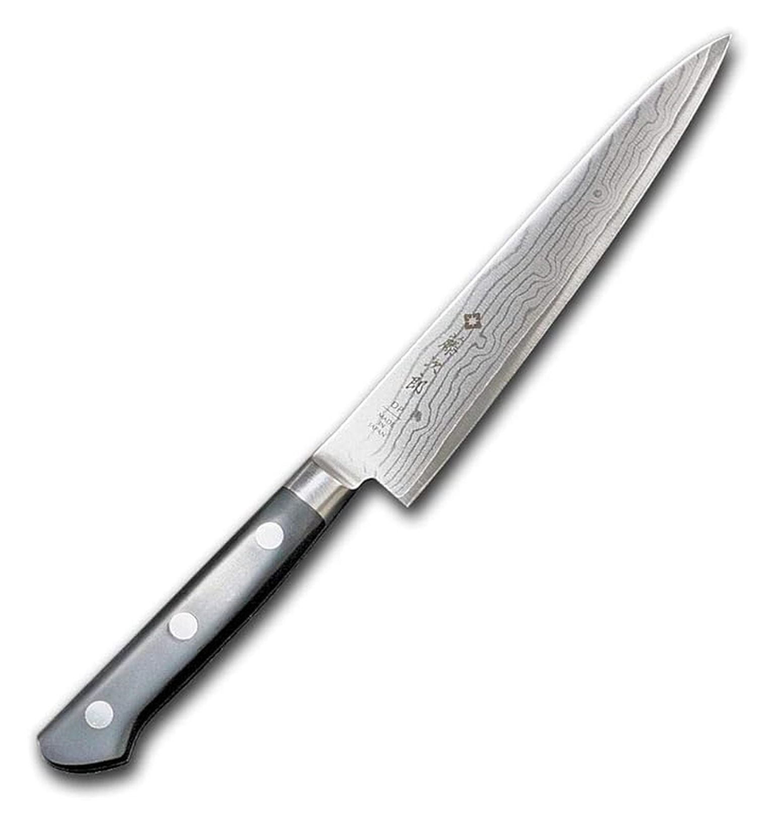 DP Damascus Utility Knife 6 Inch - Japanese VG-10 Steel, 37 Layer Damascus, Micarta Handle - Kitchen Knife for Fruits, Vegetables & Precision Cutting