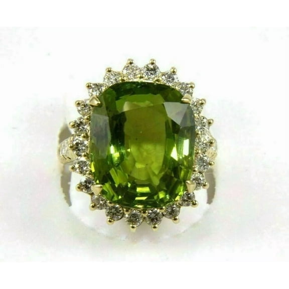DP JEWELS & GEMS - 6.10 Ct Natural Peridot Diamond Engagement Ring Oval Cut 14K Yellow Gold