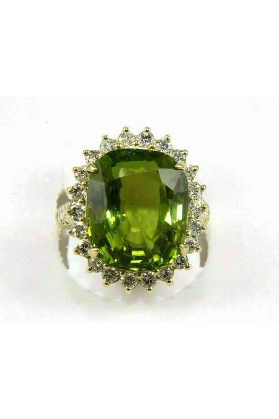 DP JEWELS & GEMS - 6.10 Ct Natural Peridot Diamond Engagement Ring Oval Cut 14K Yellow Gold