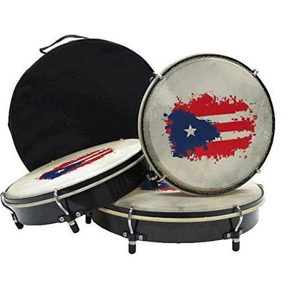 DP Music Set de Panderos, PVC, Bandera de Puerto Rico, Drum Set, 3 Pieces