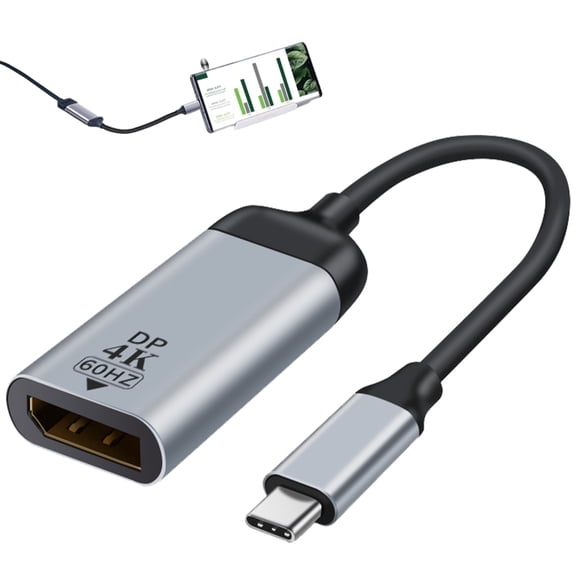 Aluminum DP to USB C Connectors Wire Stable Signal Transfer 4K Resolution Portable Office Home Device