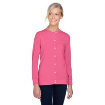 DP181W Devon & Jones Ladies' Perfect Fit Ribbon Cardigan Charity Pink M