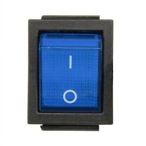 DPDT Blue LED Lit Square Rocker Switch 6-Pin On/Off Snap-In 15A/240V 20A/120V AC