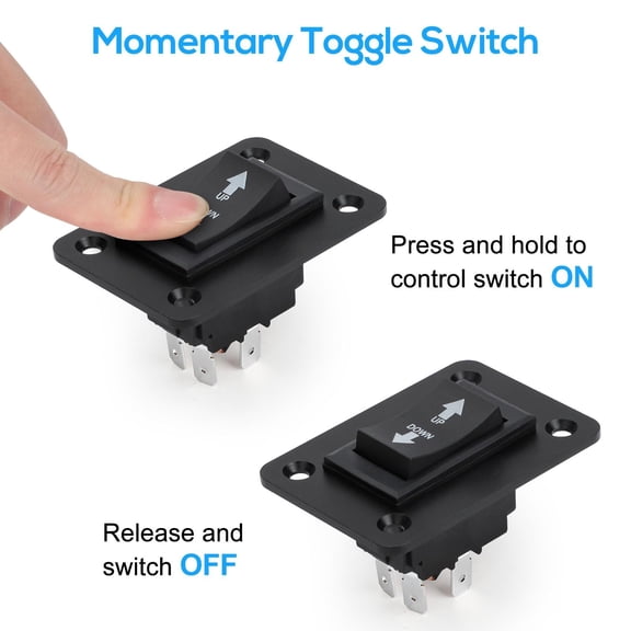 DPDT Momentary Rocker Switch 12V 30A Up Down Control with Mounting Plate 2 Pack