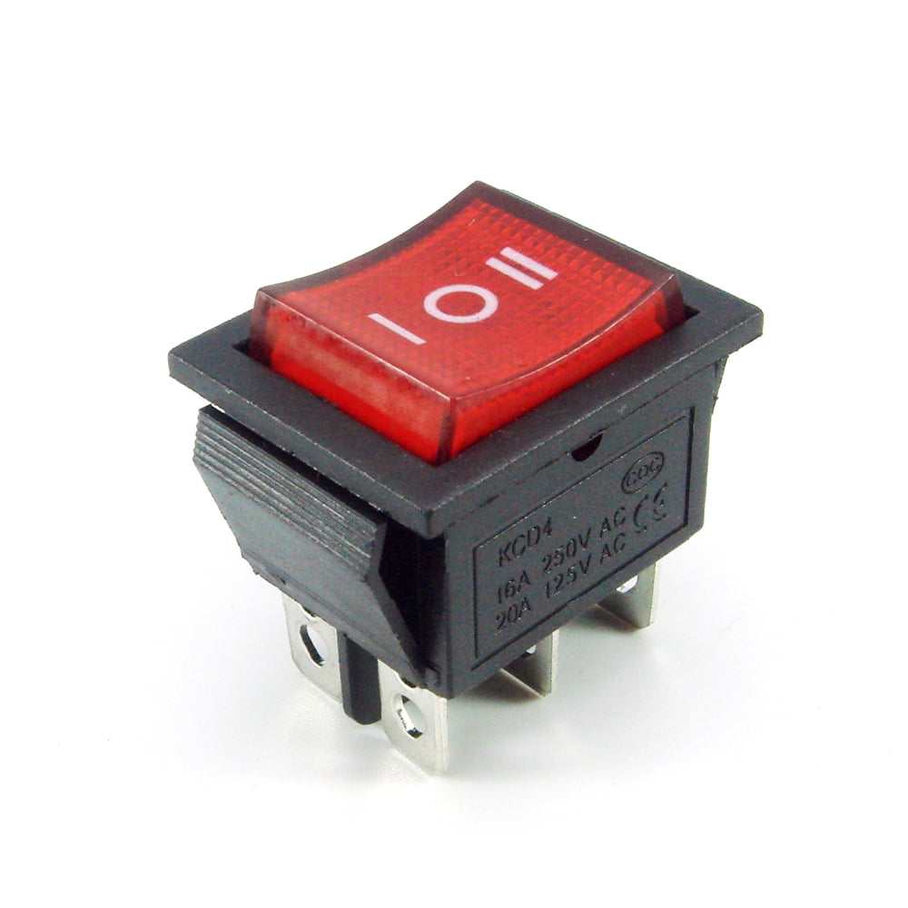 DPDT Red Neon LED Backlight On/Off/On Rocker Car 12V Switch AC 250V 16A ...