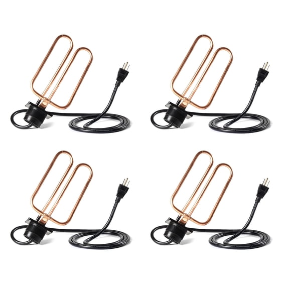 DPH-15 Livestock Water Heater Plug for Rubbermaid Tanks, 4 Pack, Thermostatic De-Icer Prevents Freezing, Durable Outdoor Use, Concealed Cord, Black