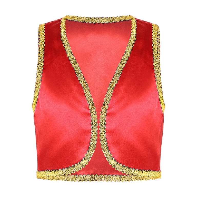 TiaoBug Mens Arabian Prince Costume Outfits Golden Vest and