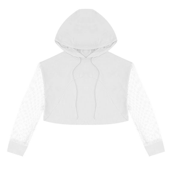 DPOIS Big Girls Fishnet Mesh Hooded Sweatshirts Long Sleeve Athletic Top