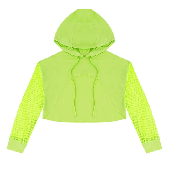 DPOIS Big Girls Fishnet Mesh Hooded Sweatshirts Long Sleeve Athletic Top