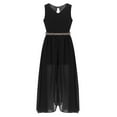 thumbnail image 1 of DPOIS Big Girls Junior V Neck Chiffon Long Party Wedding Prom Romper Gown Flower Girls Dress Black 4, 1 of 7