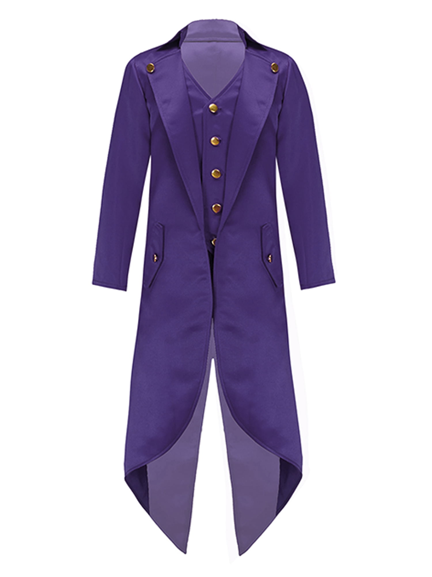 DPOIS Boys Steampunk Gothic Victorian Frock Coat Costume Purple 14