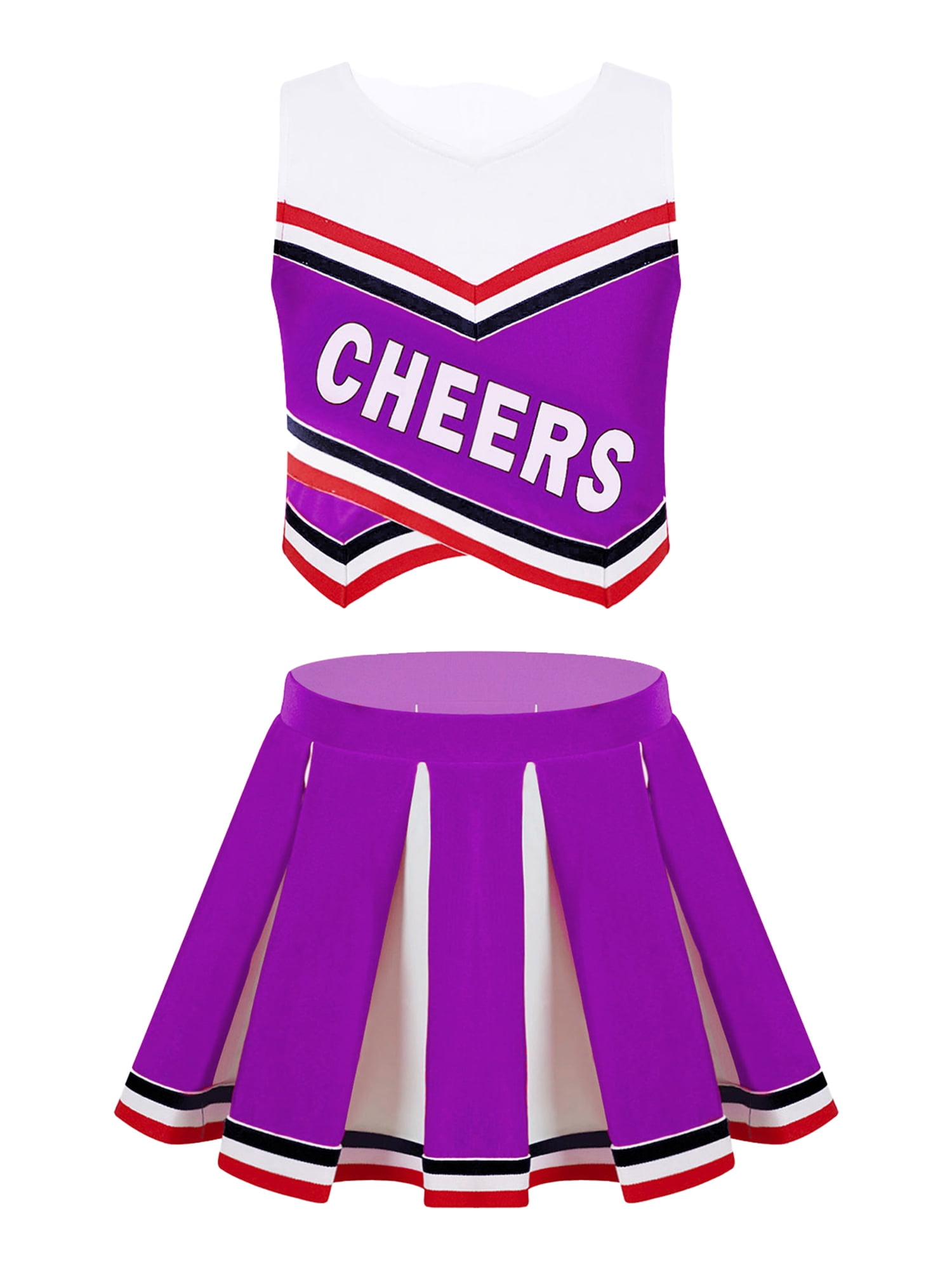 DPOIS Girls Cheer Leader Costume Cheerleading Uniform Cheer Outfit Purple 14