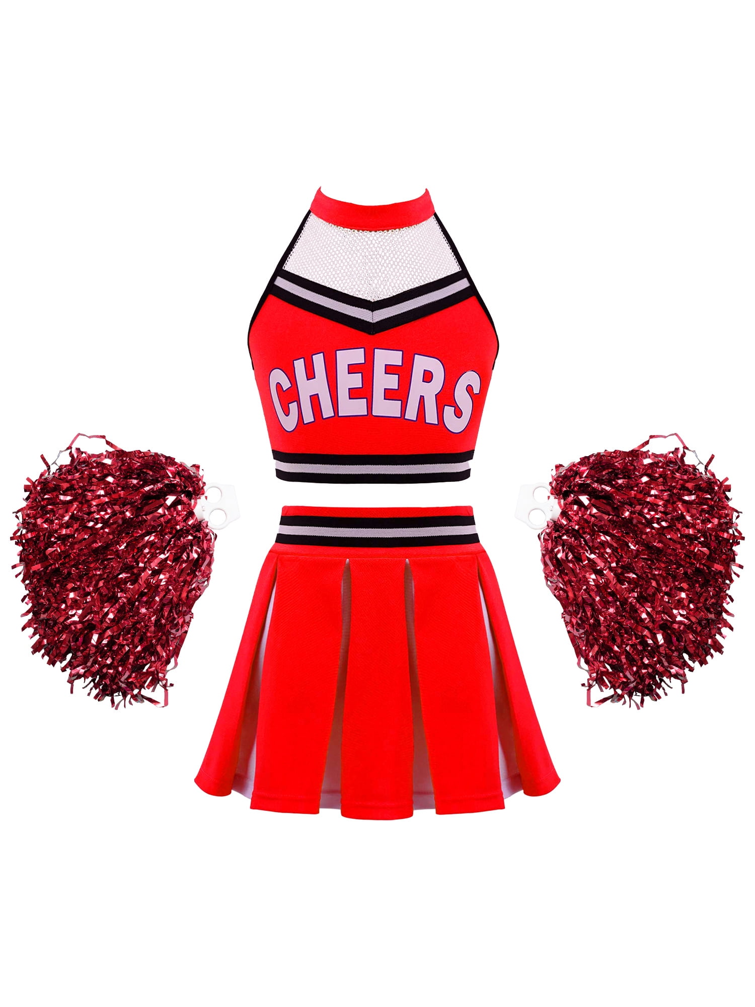 Hoteam 40 Pcs Cheerleading Pom Poms Bulk Metallic Foil Plastic Cheerleader  Pom Poms Spirited Fun Poms with Baton Handle Cheer Costume Accessory for
