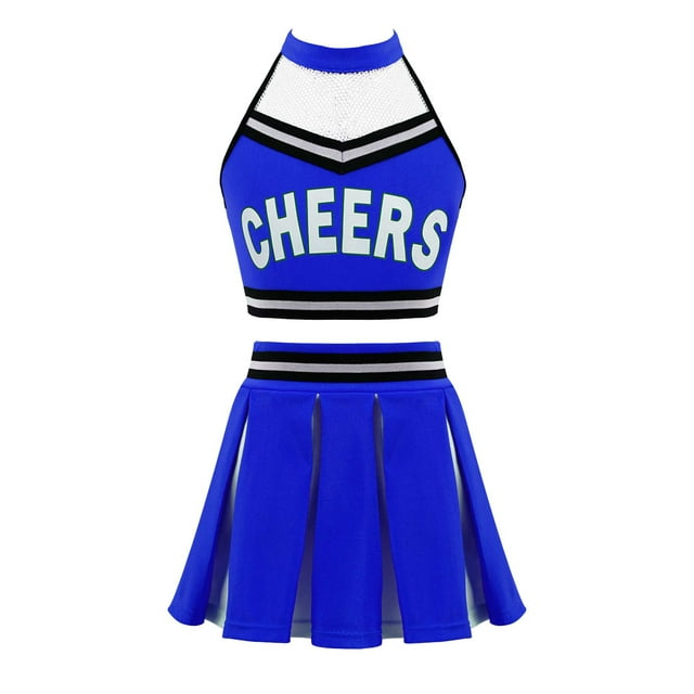 DPOIS Girls Cheer Uniform Cheerleader Outfit Cheerleading Uniform Royal