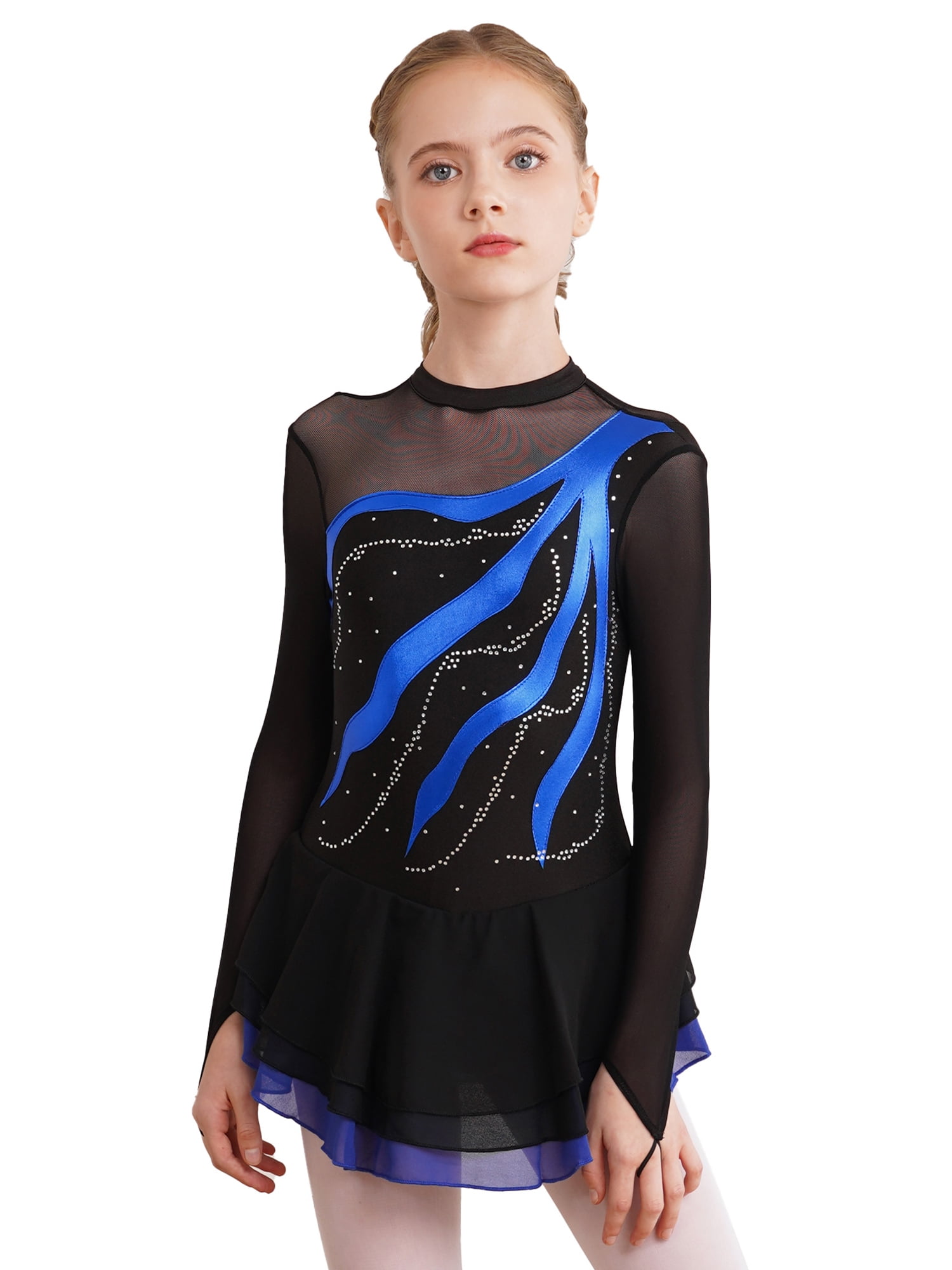 Girls Dance Dress CHICTRY Girls' Mesh Splice Ice Skating Dress - Long Sleeve Ballet Tutu Leotard For Dance & Gymnastics Dance Bag