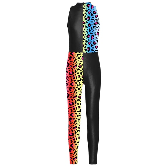 DPOIS Girls Gymnastics Leotard Sleeveless Ballet Dance Unitard Leopard 10
