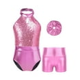 thumbnail image 1 of DPOIS Girls Gymnastics Leotard with Sports Shorts Tumbling Outfits Light Pink 14, 1 of 7