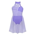 thumbnail image 1 of DPOIS Girls Kids Color Block Lyrical Ballet Dance Leotard Dress Lavender 16, 1 of 6