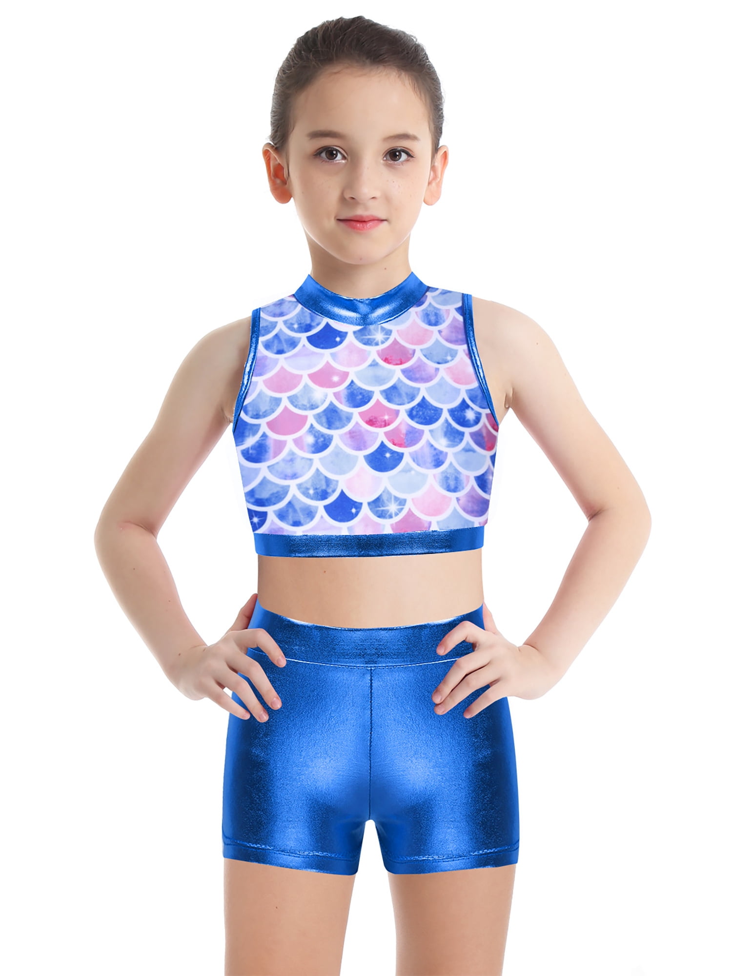Costume De Danse Pour Fille (6-16 Ans) - Haut Crop Top Asymétrique Et Jupe En Tulle Strass - Pour Ballet, Jazz, Spectacle