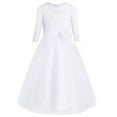 thumbnail image 1 of DPOIS Girls Lace Mesh Half Sleeves Wedding Flower Girl Dress, 1 of 7