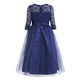 thumbnail image 1 of DPOIS Girls Lace Mesh Half Sleeves Wedding Flower Girl Dress, 1 of 5