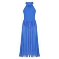 thumbnail image 1 of DPOIS Girls Lyrical Dance Mock Dress Cutout Back Mesh Maxi Skirt Blue 10, 1 of 7