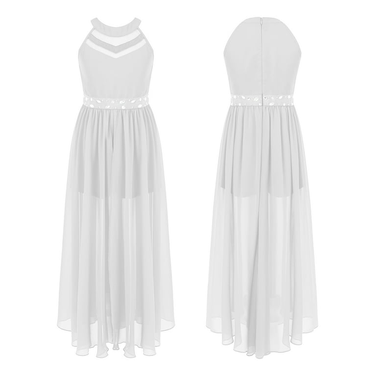 DPOIS Girls Maxi Chiffon Romper Dress Wedding Birthday Dance Gown